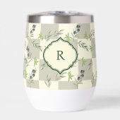 Salbeigrün Wasserfarbe Chic Oliven Muster Monogram (Vorderseite)