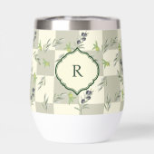 Salbeigrün Wasserfarbe Chic Oliven Muster Monogram (Rückseite)