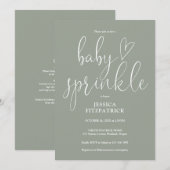 Salbeigrüne All-in-One-QR-Code-Baby-Sprinkle-Party Einladung (Vorne/Hinten)