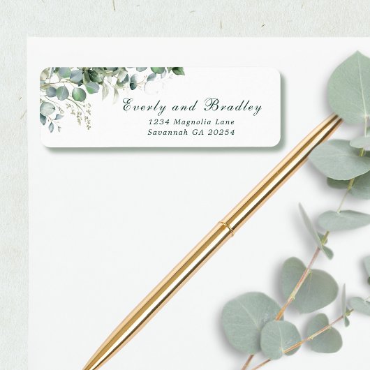 Salbeigrüne Aquarell-Eukalyptus-Schrift Emerald