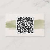 Salbeigrüne Aquarell-QR-Code-Visitenkarte Visitenkarte (Rückseite)