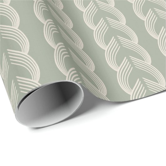 Salbeigrüne Art Deco Bogen Luxus-Muster Geschenkpapier (Rolleneckpunkt)