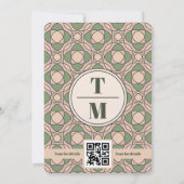 Salbeigrüne Art Deco Hochzeitseinladung QR Code Einladung (Rückseite)