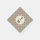 Salbeigrüne Art Deco Hochzeitsmonogramm Servietten (Ecke)