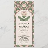 Salbeigrüne Art Nouveau-Hochzeitsprogrammkarte Programm (Vorderseite)