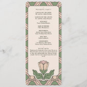 Salbeigrüne Art Nouveau-Hochzeitsprogrammkarte Programm (Rückseite)