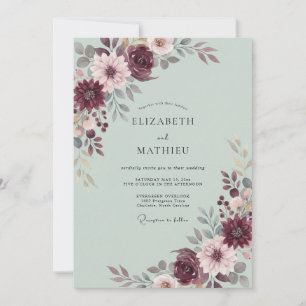 Salbeigrüne atemberaubende herbstliche Hochzeit Einladung
