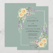 Salbeigrüne atemberaubende Lavendel-Hochzeit Einladung (Vorne/Hinten)