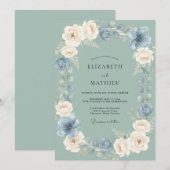 Salbeigrüne Ätherische Anemonen Hochzeit Einladung (Vorne/Hinten)