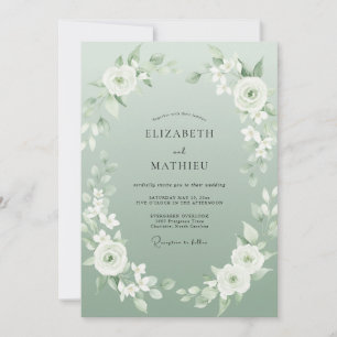 Salbeigrüne Ätherische Aquarell-Hochzeit Einladung