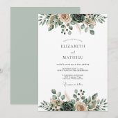 Salbeigrüne Ätherische Blütenhochzeit Einladung (Vorne/Hinten)