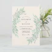 Salbeigrüne Ätherische Hochzeit Einladung (Stehend Vorderseite)