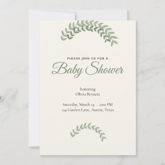 Salbeigrüne Baby Shower Einladung Neutral