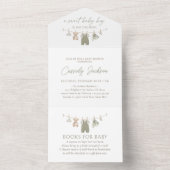 Salbeigrüne Babykleidung für Jungen Baby Shower All In One Einladung (Innen Boden)