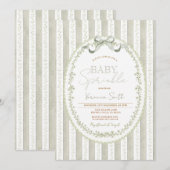 Salbeigrüne Babyparty-Einladung – Neutral Einladung (Vorne/Hinten)