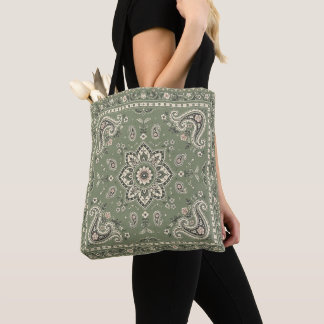 Salbeigrüne Bandana-Paisley-Tasche | Umhängetasche Tasche