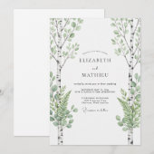 Salbeigrüne Birkenwald-Hochzeit Einladung (Vorne/Hinten)