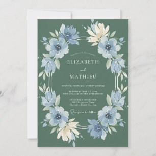 Salbeigrüne blühende Wiesenhochzeit Einladung