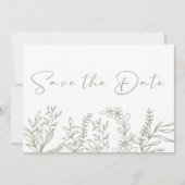 Salbeigrüne Blumen Boho Save The Date (Vorderseite)