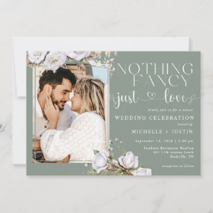 Salbeigrüne Blumen Hochzeit Just Love Einladung