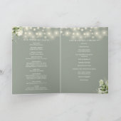 Salbeigrüne Blumen-Lichterkette Hochzeit Programm (Innenseite)