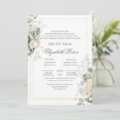 Salbeigrüne Blumen Quinceanera Einladung (Stehend Vorderseite)