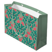 Salbeigrüne Blumen-Zweig-Geschenktasche Große Geschenktüte (Rückseite Schrägansicht)
