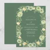 Salbeigrüne Blumenbogenhochzeit Einladung (Vorne/Hinten)
