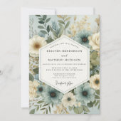Salbeigrüne Blumenwiese Hochzeit Einladung (Vorderseite)