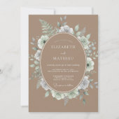 Salbeigrüne Blütenhochzeit Einladung (Vorderseite)