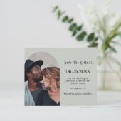 Salbeigrüne Bogen-Foto-Hochzeit Save the Date Kart (Stehend Vorderseite)