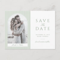 Salbeigrüne Bogen-Foto-Save-the-Date-Postkarte