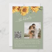 Salbeigrüne Boho-Blumen-Sonnenblumen-Hochzeit Einladung (Rückseite)