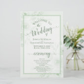 Salbeigrüne Boho-Pfingstrosen Hochzeitsprogramm zu (Stehend Vorderseite)
