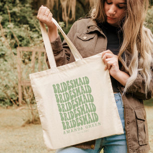 Salbeigrüne Boho Retro Personalisierte Hen Party Tragetasche