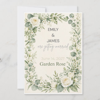 Salbeigrüne botanische Aquarell-Hochzeitseinladung Einladung