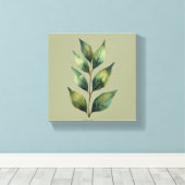 Salbeigrüne Botanische Blätter Leinwand (Insitu (Holzboden))