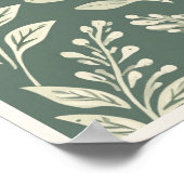 Salbeigrüne botanische Blattmuster-Wandkunst Poster (Ecke)