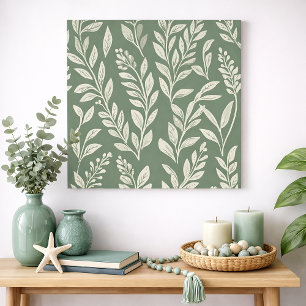 Salbeigrüne botanische Blattmuster-Wandkunst Poster