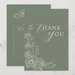 Salbeigrüne Botanische Daisy-Gartenhochzeit im Chi Dankeskarte