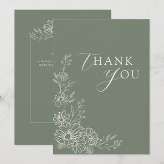 Salbeigrüne Botanische Daisy-Gartenhochzeit im Chi Dankeskarte