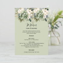 Salbeigrüne botanische Floral-Hochzeit | Menü