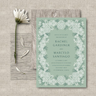 Salbeigrüne Botanische Florale Hochzeit Einladung