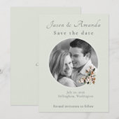 Salbeigrüne botanische Fotografie Save-the-Date-Ka Einladung (Vorne/Hinten)