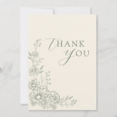 Salbeigrüne botanische Gartendaisy-Hochzeit Dankeskarte (Vorderseite)