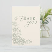 Salbeigrüne botanische Gartendaisy-Hochzeit Dankeskarte (Stehend Vorderseite)