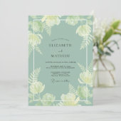 Salbeigrüne botanische Hochzeit Einladung (Stehend Vorderseite)