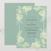 Salbeigrüne botanische Hochzeit Einladung (Vorne/Hinten)