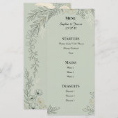 Salbeigrüne botanische Hochzeit Menükarte (Vorne/Hinten)