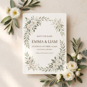Salbeigrüne Botanische Hochzeit - Save the Date
